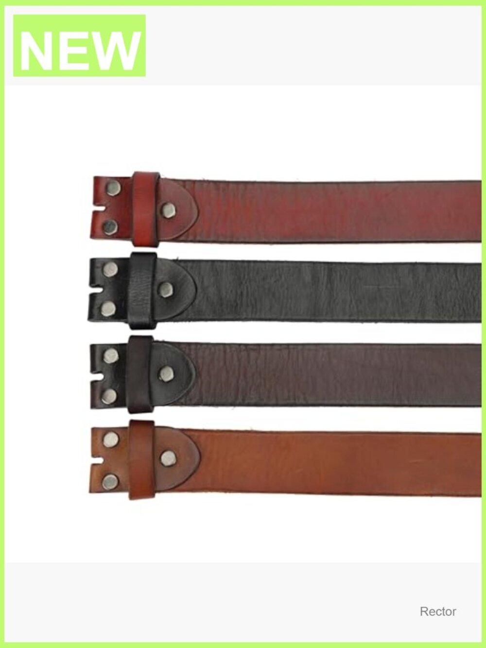 Men's Vintage Full Grain Leather Belt Snap-On Strap 1.5" - Picture 5 of 7
